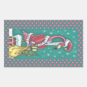 RECTANGULAIRE FLAMANT ROSE ROSE CHAUD SANTA CLAUS, STICKER DE NO