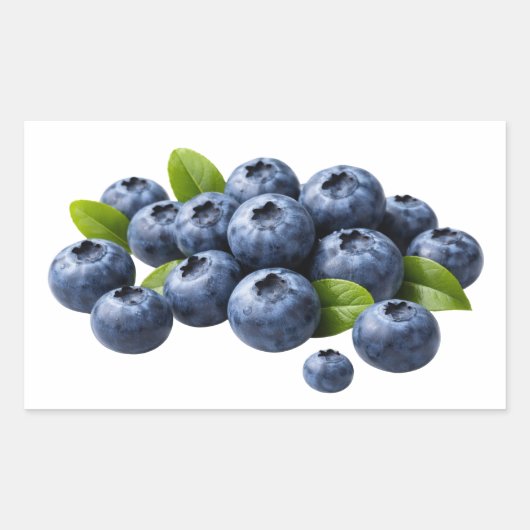 Rectangulaire Fresh Blueberries with Leaves Sticker (Devant)