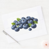 Rectangulaire Fresh Blueberries with Leaves Sticker (Enveloppe)