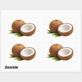 Rectangulaire Fresh Coconut With Half Cut Slice Sticker (Feuille)