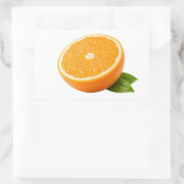 Rectangulaire Fresh Orange Half with Green Leaf Sticker (Sac)