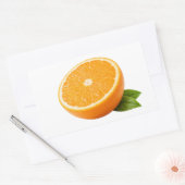 Rectangulaire Fresh Orange Half with Green Leaf Sticker (Enveloppe)