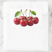 Rectangulaire Fresh Red Cherries With Green Leaves Sticker (Sac)