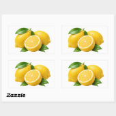 Rectangulaire Fresh Yellow Lemons with Green Leaves Sticker (Feuille)