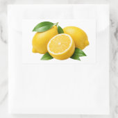 Rectangulaire Fresh Yellow Lemons with Green Leaves Sticker (Sac)