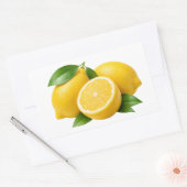 Rectangulaire Fresh Yellow Lemons with Green Leaves Sticker (Enveloppe)