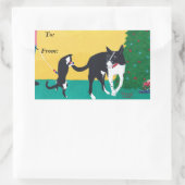 Rectangulaire Fun Chat Chien Jouant Arbre De Noël À De Sticker (Sac)