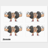 Rectangulaire Funny Dumbbell Cartoon Flexing Sticker (Feuille)