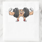 Rectangulaire Funny Dumbbell Cartoon Flexing Sticker (Sac)