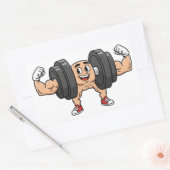 Rectangulaire Funny Dumbbell Cartoon Flexing Sticker (Enveloppe)