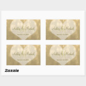 Rectangulaire Gold Bokeh | Sticker Monogram Mariage (Feuille)