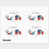 Rectangulaire Hanoukka Cadeaux & Menorah Sticker de vacances (Feuille)