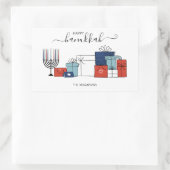 Rectangulaire Hanoukka Cadeaux & Menorah Sticker de vacances (Sac)