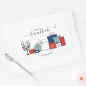 Rectangulaire Hanoukka Cadeaux & Menorah Sticker de vacances (Enveloppe)