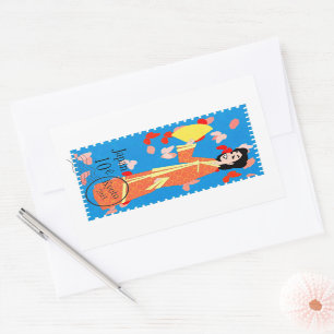 Rectangulaire Happy Girl Japan Timbre Art Sticker décoratif