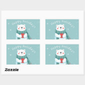 Rectangulaire Happy Holidays Polar Bear Hug Sticker (Feuille)