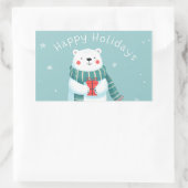 Rectangulaire Happy Holidays Polar Bear Hug Sticker (Sac)