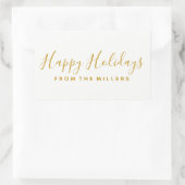 Rectangulaire Happy Holidays Sticker Gold Script (Sac)