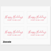 Rectangulaire Happy Holidays Sticker Script Rouge Personnalisé (Feuille)