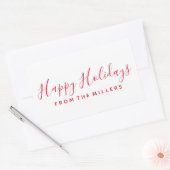 Rectangulaire Happy Holidays Sticker Script Rouge Personnalisé (Enveloppe)