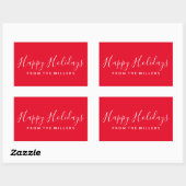 Rectangulaire Happy Holidays Sticker Script Rouge Personnalisé (Feuille)