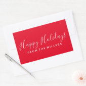 Rectangulaire Happy Holidays Sticker Script Rouge Personnalisé (Enveloppe)