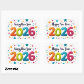 Rectangulaire Happy New Year 2026 Celebration Sticker (Feuille)