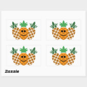 Rectangulaire Happy Pineapple Design - Sticker Rond Classique, G (Feuille)