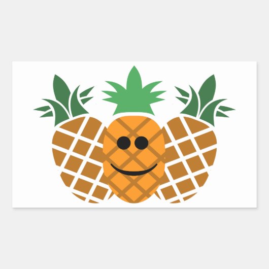 Rectangulaire Happy Pineapple Design - Sticker Rond Classique, G (Devant)