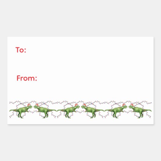 Rectangulaire Holiday Dinosaurs Holiday Sticker (Devant)