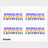 Rectangulaire Honolulu Hawaii arc-en-ciel mots rectangle sticker (Feuille)