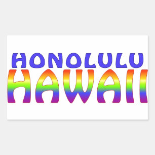 Rectangulaire Honolulu Hawaii arc-en-ciel mots rectangle sticker