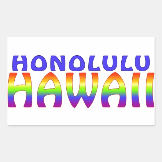 Rectangulaire Honolulu Hawaii arc-en-ciel mots rectangle sticker (Devant)