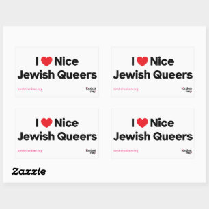 Rectangulaire I Love Nice Jewish Queers Sticker Feuille