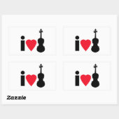 Rectangulaire I Love Violin Sticker (Feuille)