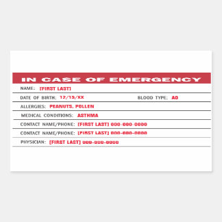 Rectangulaire Informations d'urgence ajouter Sticker texte
