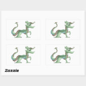 Rectangulaire Jade, le Sticker du Dragon (Feuille)