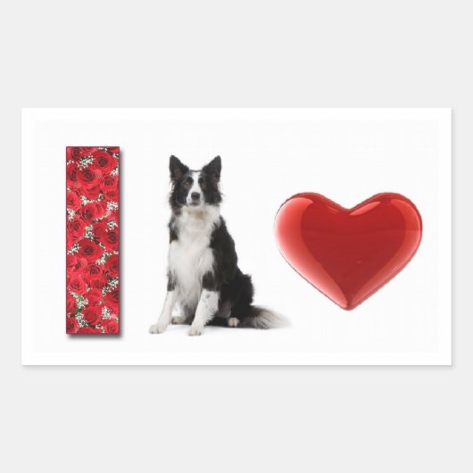 Rectangulaire J'Aime Les Collies Frontaliers ! ! Sticker Collie (Devant)
