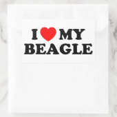 Rectangulaire J'aime mon Sticker Beagle (Sac)