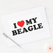 Rectangulaire J'aime mon Sticker Beagle (Enveloppe)