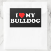 Rectangulaire J'aime mon Sticker Bulldog (Sac)