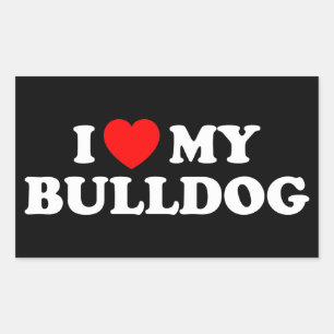 Rectangulaire J'aime mon Sticker Bulldog