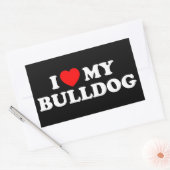 Rectangulaire J'aime mon Sticker Bulldog (Enveloppe)