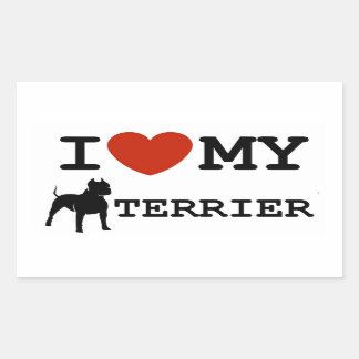 Rectangulaire j'aime mon sticker terrier américain staffordshire