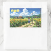 Rectangulaire Japanese Summer Sunflower Sticker (Sac)