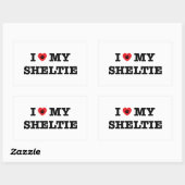 Rectangulaire Je Coeur Mon Sticker Sheltie (Feuille)