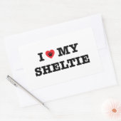 Rectangulaire Je Coeur Mon Sticker Sheltie (Enveloppe)
