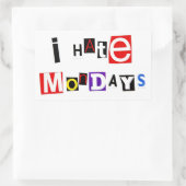 Rectangulaire Je déteste Sticker du lundi (Sac)