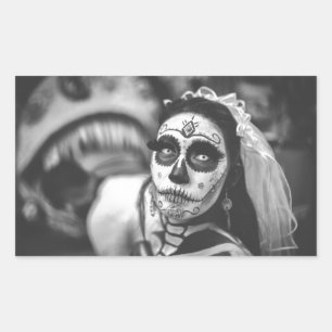 RECTANGULAIRE JOUR DU MORT RECTANGLE STICKER HALLOWEEN