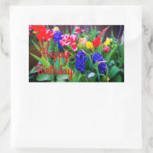 Rectangulaire Joyeux Anniversaire Fleurs de Printemps #3 Sticker (Sac)